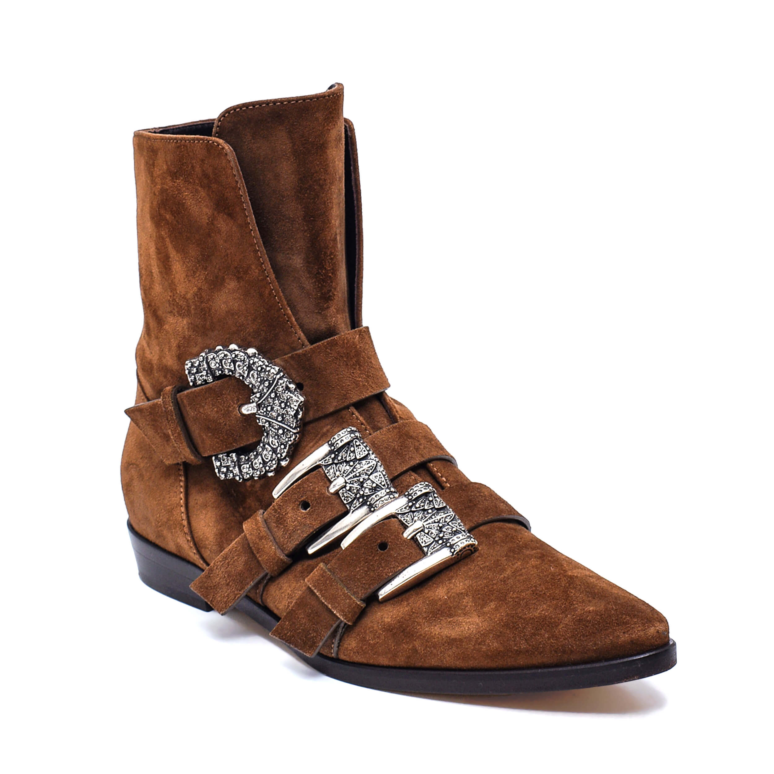 Etro - NEW Brown Suede Decorative side/Buckle Ankle Boots / 38